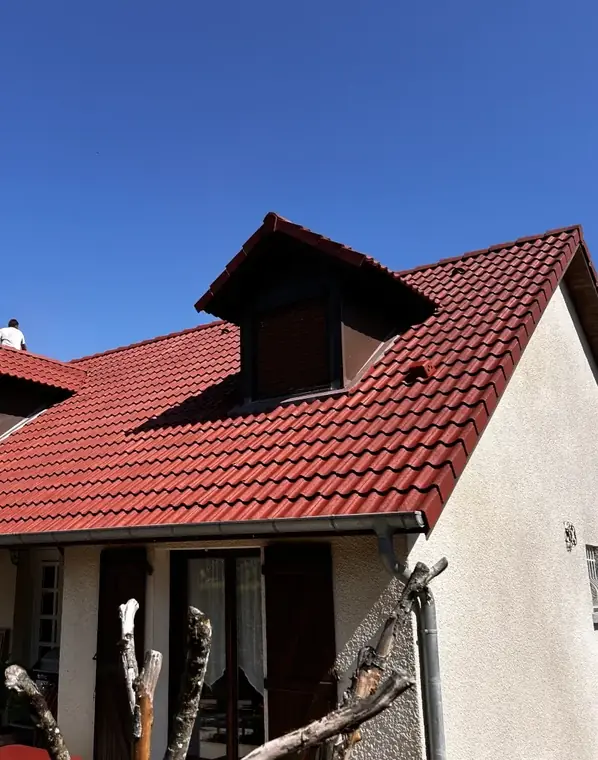 Toiture traitée et remise en couleur après démoussage